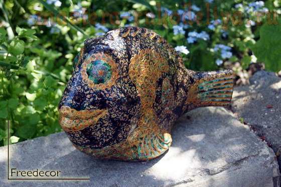 Мастер класс по декупажу на керамике: Рыба-копилка в технике Декопатч