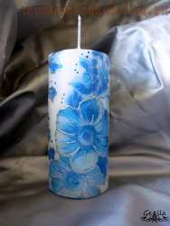 Мастер-класс по декупажу на свечах: Синие цветы
