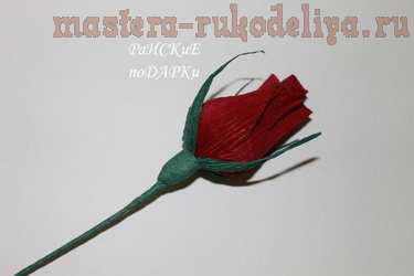 Мастер-класс по букетам из конфет: Бутон розы с конфеткой из гофробумаги