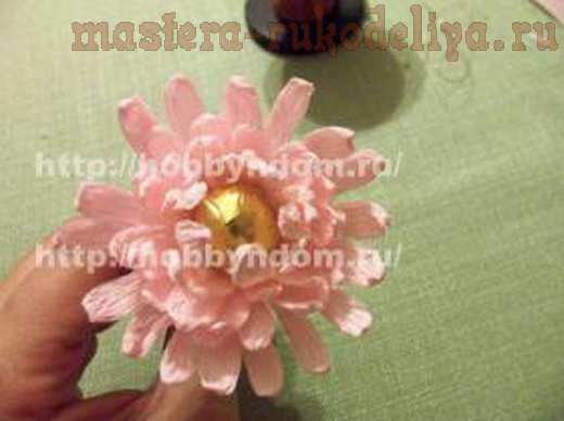 Мастер-класс по букетам из конфет: Кустовая хризантема