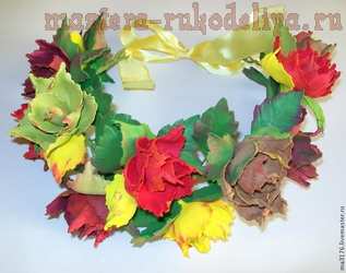 Мастер-класс по цветам из фоамирана: Венок "Осенние розы"