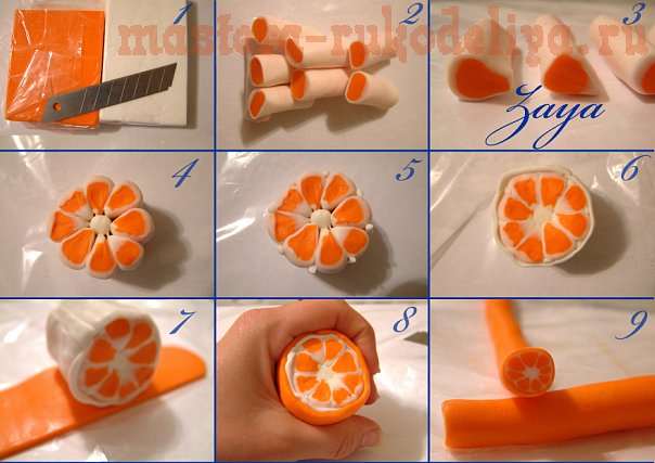Мастер-класс: Апельсиновые дольки из пластики - два способа2