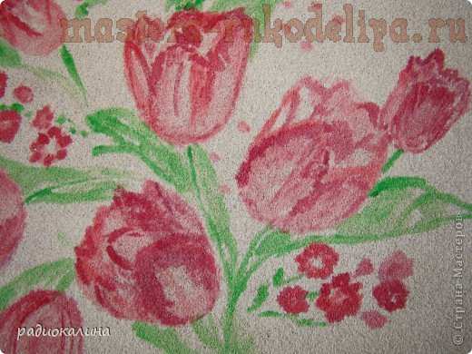 Мастер-класс по рисованию на манке: Букет весенних тюльпанов
