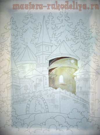 Мастер-класс по батику: Замок. Поэтапное выполнение росписи в фотографиях. 