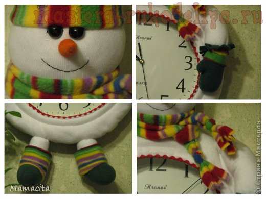 Мастер-класс по шитью: Снеговик на часы