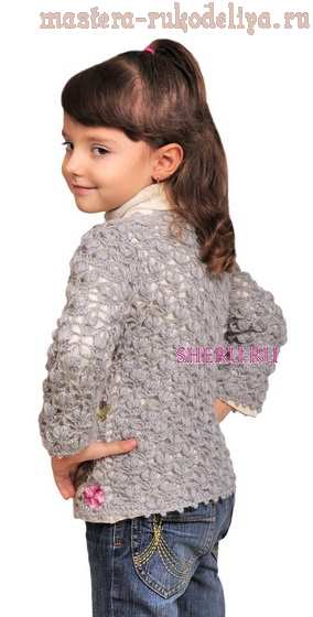 Схема вязания спицами: Ажурная кофта для девочки