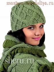 Схема вязания спицами: Комплект с объемным шарфом