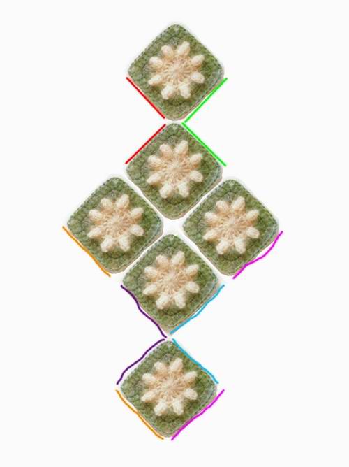 Схема вязания: Тапочки из квадратов