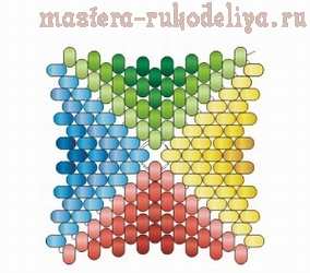 Анимированный мастер-класс по бисероплетению: Мозаичный четырёхугольник с ндебельскими гранями