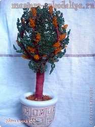 Мастер-класс по бисероплетению: Деревце со свечками мандаринового цвета
