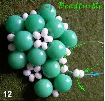 Мастер-класс по бисероплетению: Плетение зелёного шарика с ромашками