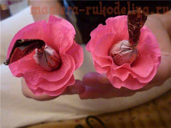 Мастер-класс по букетам из конфет: Рюшечный цветок