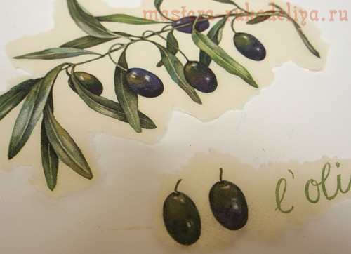Мастер-класс по декупажу на дереве: Поднос с оливками