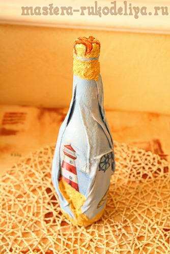 Мастер-класс по декупажу: Бутылка Старый Маяк
