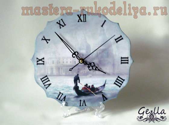 Мастер-класс по декупажу на пластике:Часы «Италия Джузеппе Десидери»