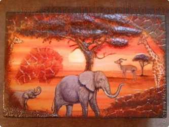 Мастер-класс по декупажу на дереве: Шкатулка "Африканские слоны"