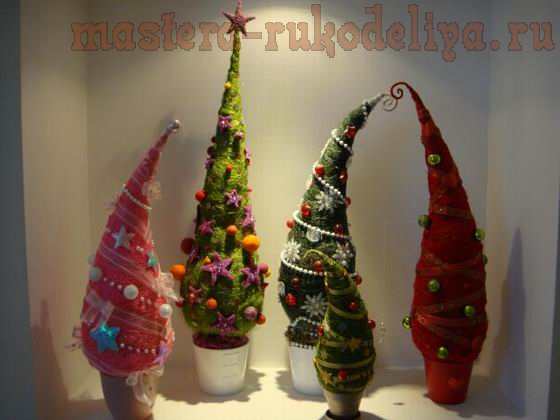 Мастер-класс по флористике: Новогодние елочки из сизаля
