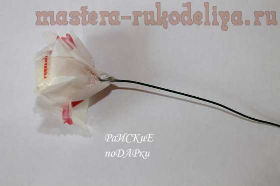 Мастер-класс по букетам из конфет: Роза из гофробумаги