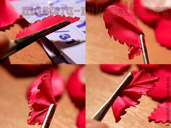 Мастер-класс по созданию цветов из ткани: Розы и листья с прожилками без инструментов