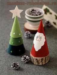 Декоративная елочка и Дед Мороз из фетра