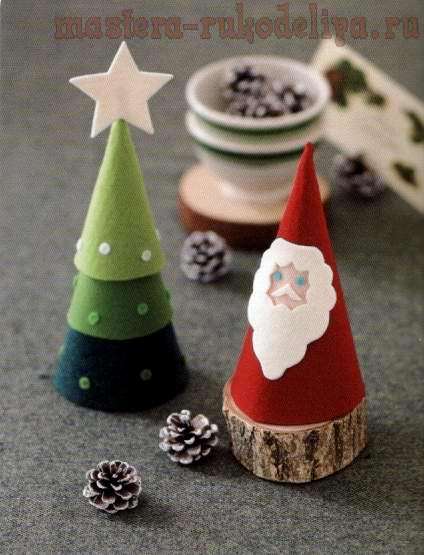 Декоративная елочка и Дед Мороз из фетра