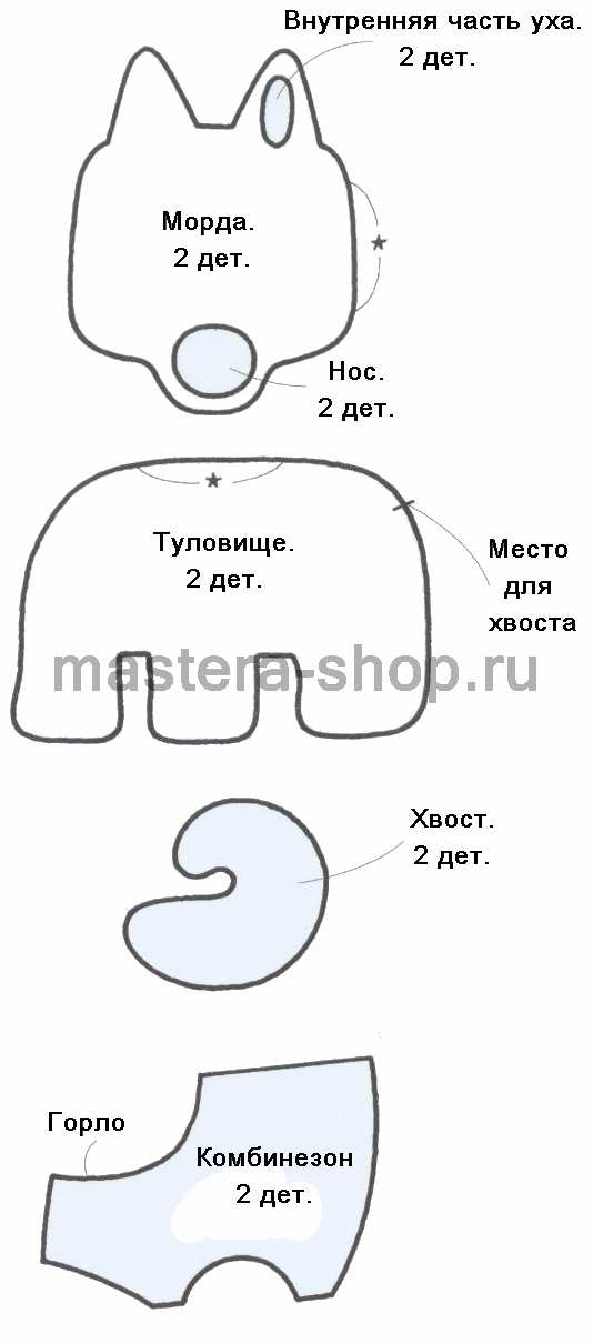 Выкройка игрушки из фетра: Японская собака Сиба-ину