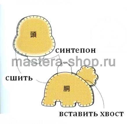 Выкройка игрушки: Собачка с бантиками