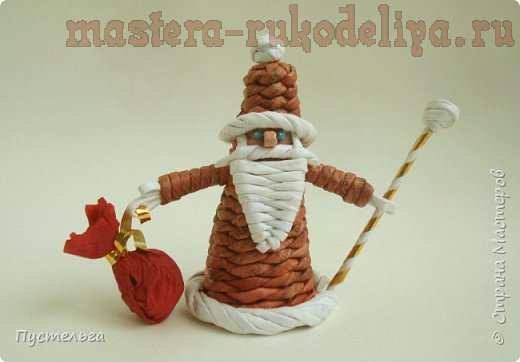 Мастер-класс по плетению из газет: Дед Морозик
