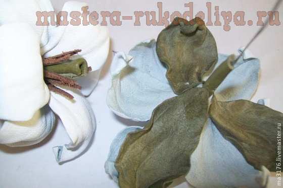Мастер-класс по цветам из кожи: Белые лилии для туфелек
