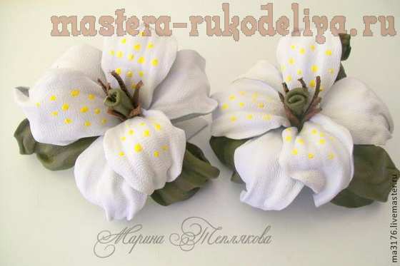 Мастер-класс по цветам из кожи: Белые лилии для туфелек