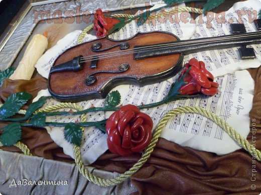 Мастер-класс по изделиям из кожи: Скрипка и розы. Часть 3