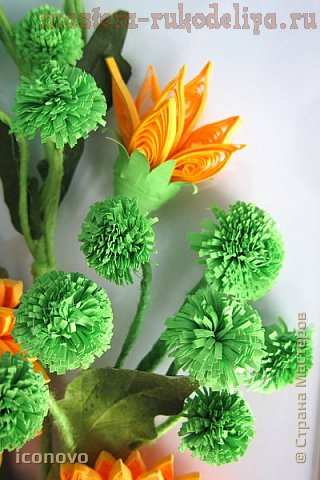 Мастер-класс по квиллингу: Кустовая хризантема. Веточка и листья