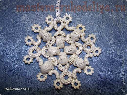 Мастер-класс по мозаике из макарон и круп: Снежинки-макаронки