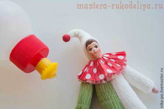 Мастер-класс: Ёлочная игрушка «Циркач» по мотивам старых игрушек из ваты и креповой бумаги