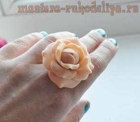 Мастер-класс по лепке из полимерной глины: Кольцо Чайная роза