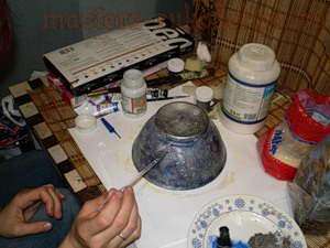 Мастер-класс: Декорирование пиалы - Каменная ваза9