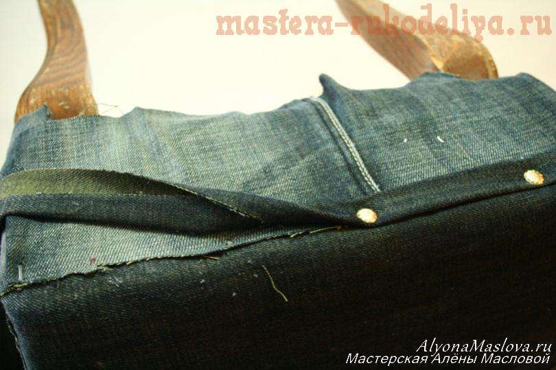 Мастер-класс: Обтягиваем пуф используя старые джинсы
