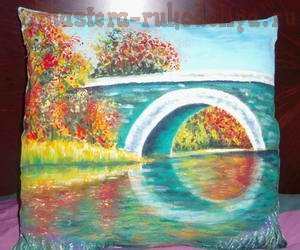 Видео мастер-класс по росписи на ткани: Отражение моста в озере