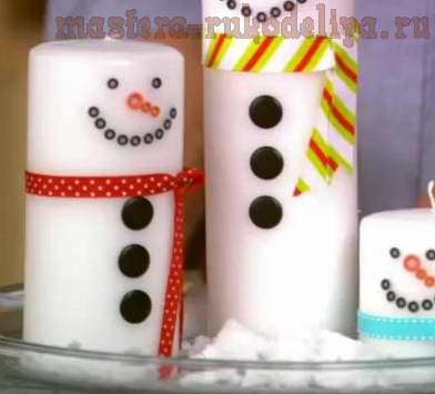 Мастер-класс: Декоративная свеча - Снеговик