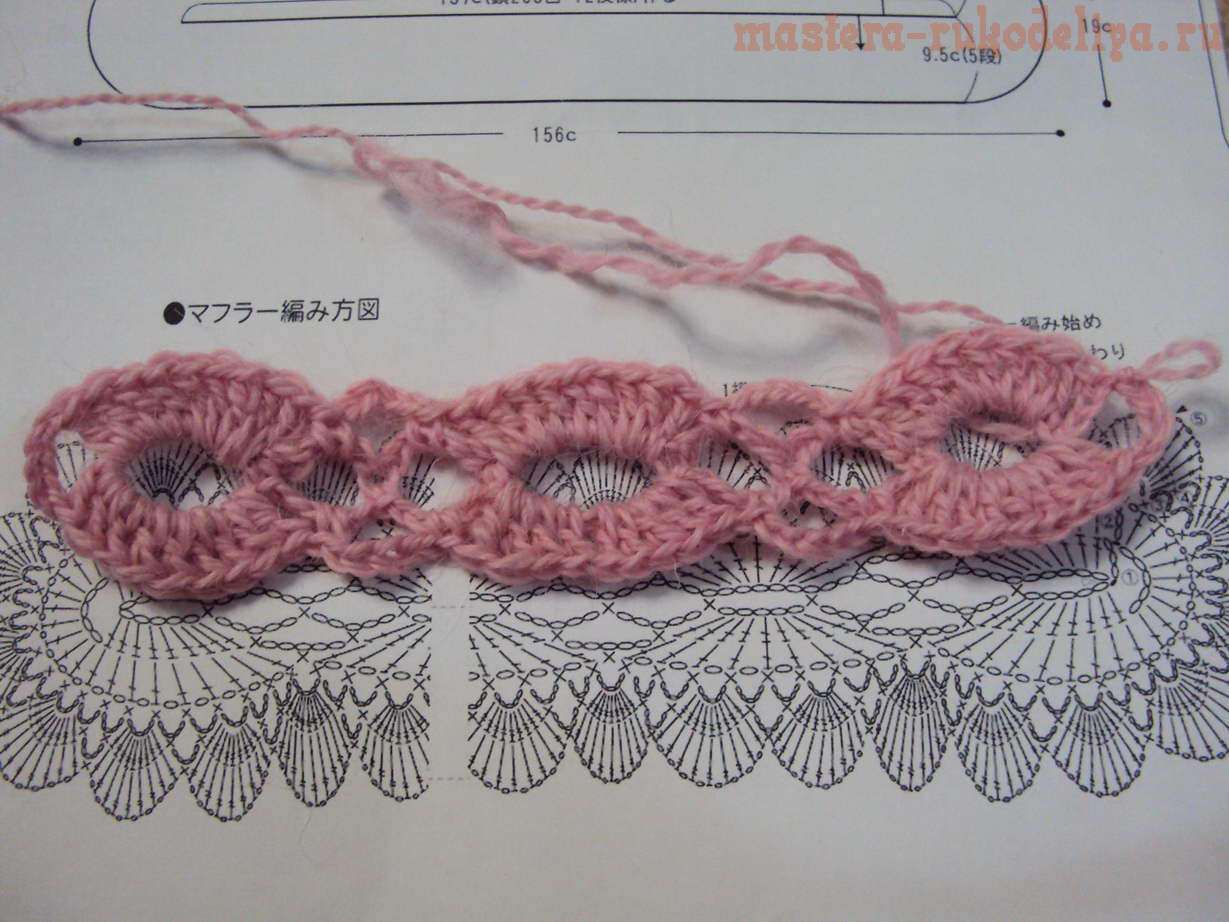 Мастер-класс по вязанию: Японский ажурный шарфик крючком7