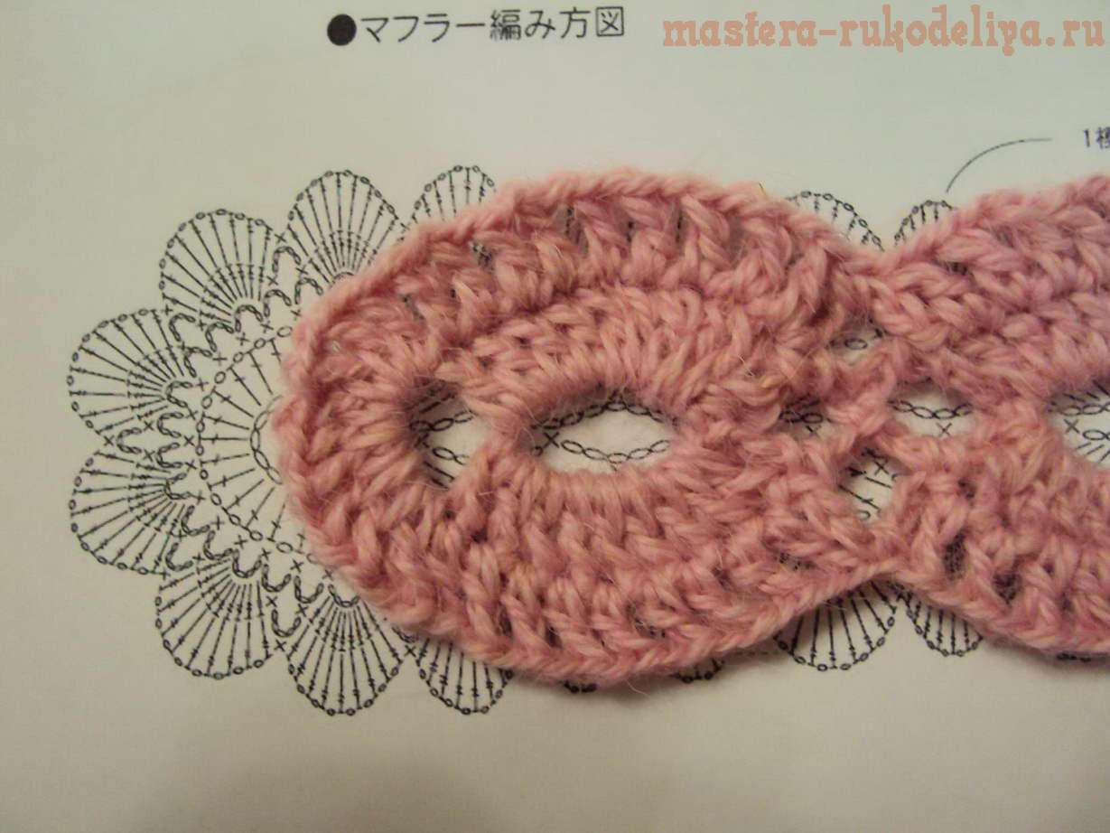 Мастер-класс по вязанию: Японский ажурный шарфик крючком10