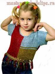 Схема вязания спицами: Детский пуловер с коротким рукавом