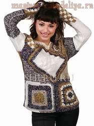 Схема вязания: Пуловер в стиле "пэчворк"