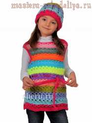 Схема вязания спицами: Шапка и туника для девочки