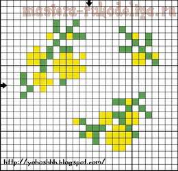 Схема для вышивки крестом: Мимозы для декора весенних вышивок
